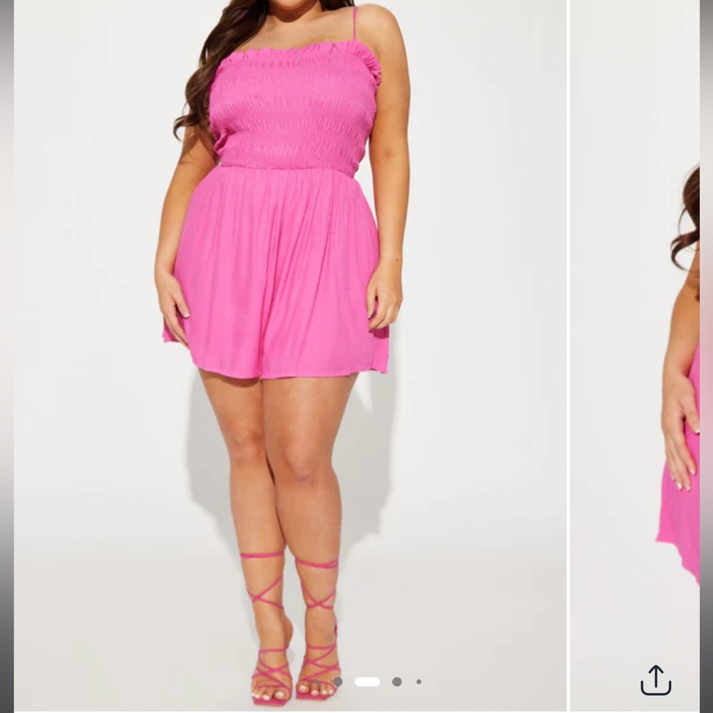 Fashion Nova Always Sunny Smocked Romper - Pink